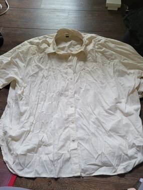 American Eagle Outfitters White Pinstripe Long Sleeve Button-Down Shirt